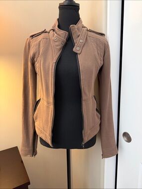 DownEast Taupe Utility Zip Jacket